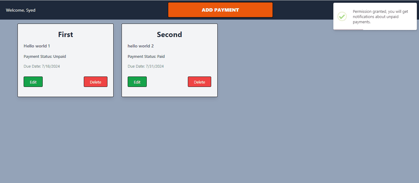 Payment Reminder App screenshot